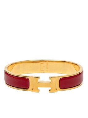 Hermes Clic H PM Bracelet Bangle Gold Red Plated